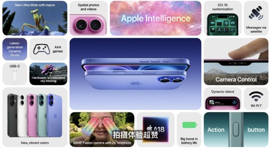 苹果发布带人工智能功能的iPhone 16、新款智能手